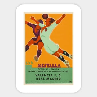 Vintage 1931 Spanish Soccer - Futbol - Poster: Valencia F.C vs Real Madrid Sticker